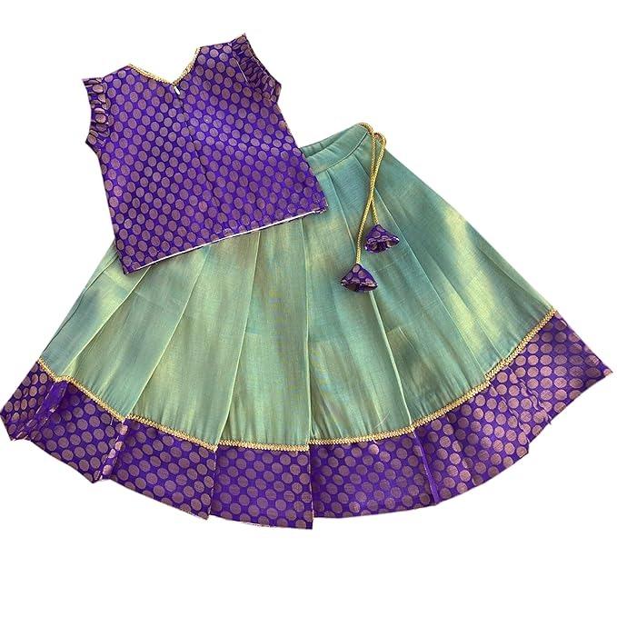 Комплект одежды для девочек Лехенга-чоли, Kerala Lehenga Choli for Girls (Pastel Green & Violet), Stanwells Kids