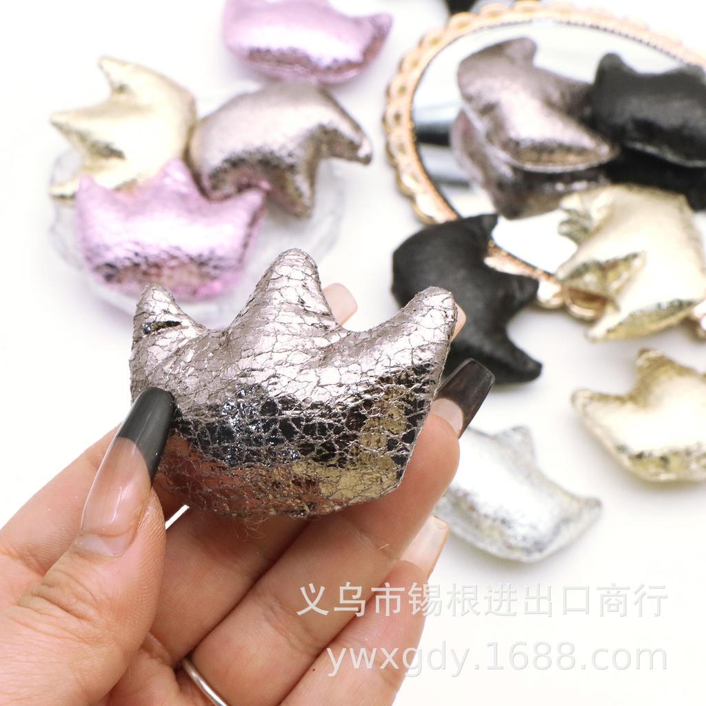 Crown Fabric Patch - Metal Crack Design, PU Cotton Filled, DIY Baby Headband Decoration