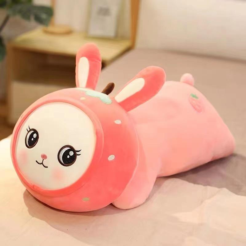

Cute Animal Fruit Bunny Plush Pillow Blanket For Home And Office рожевий