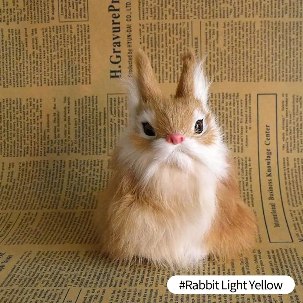1pcs Mini Simulated Rabbit Animal Model Rabbit Household Decorations Rabbit Fur Crafts Gifts Living Room Decoration