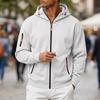 Men's Casual Long Sleeve Hooded Zip-Up Sweatshirt with Multiple Pockets and
