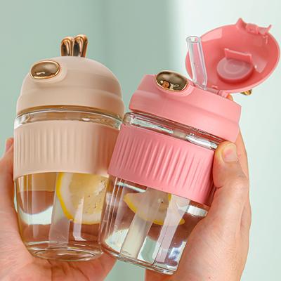 Rabbit Cup Portable Straw Cup Cute Wind Girl High Value Summer Going Out Glass Water Cup