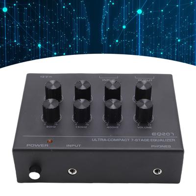 7 Band Sound Equalizer with 3.5mm Input Headphone   Two Channel Digital Equalizer for Home Car Treble and Bass Adjustment
