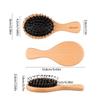 Fine Hair Brush For Women Flyaway Hair Frizz Reduce Comb Boar Bristle With Massage Brush Wooden Handle Personal Hairstyle