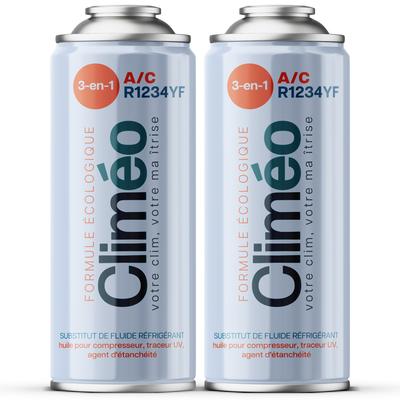 Climeo 3W1 2X400ml - Ecologische Koelvloeistof + Afdichtmiddel R1234Yf | Zelfservice Airconditioning