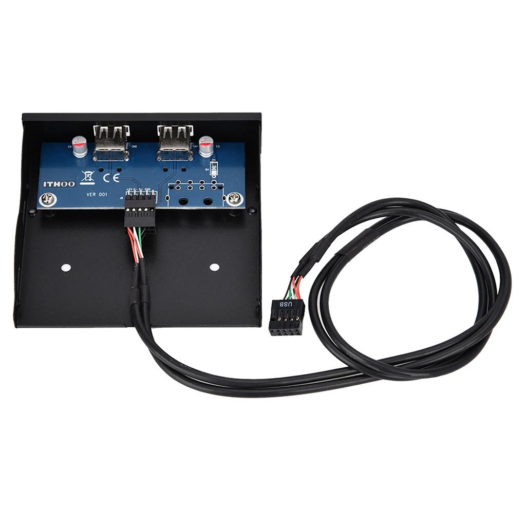 3.5 Inch USB2.0 2 Port 9 Pin Tinned Copper Wire Floppy Drive Front Panel