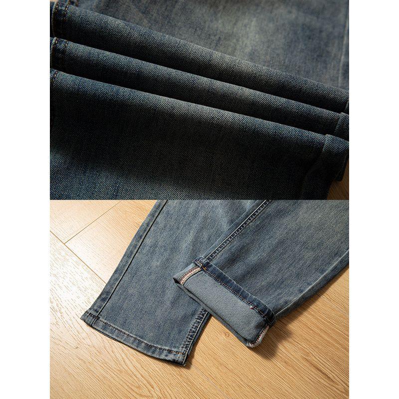 Light Luxury Texture! European and American Retro! Export Old Beauty Original Order Jeans Men's Straight Loose Stretch Summer Thin