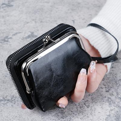 New Purse Women's Cross-border Bag Ladies Buckle Coin Purse Zipper Clip Bag Clutch Bag Multi-card Spot .