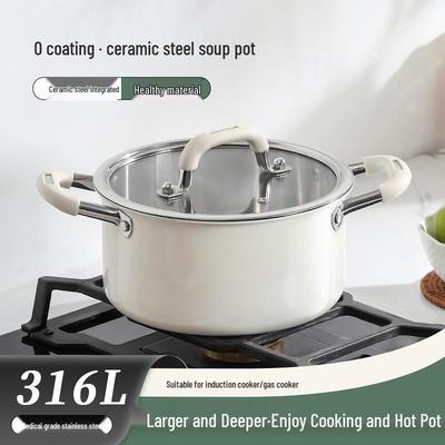 316 Stainless Steel Steamer Pot with Double Handles for Gas & Induction Cookers