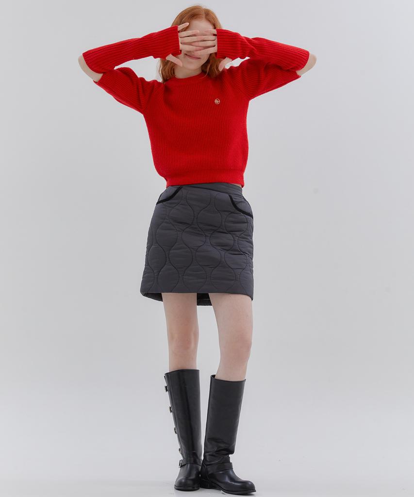 Anoetic Wave Line Quilting Skirt_Black