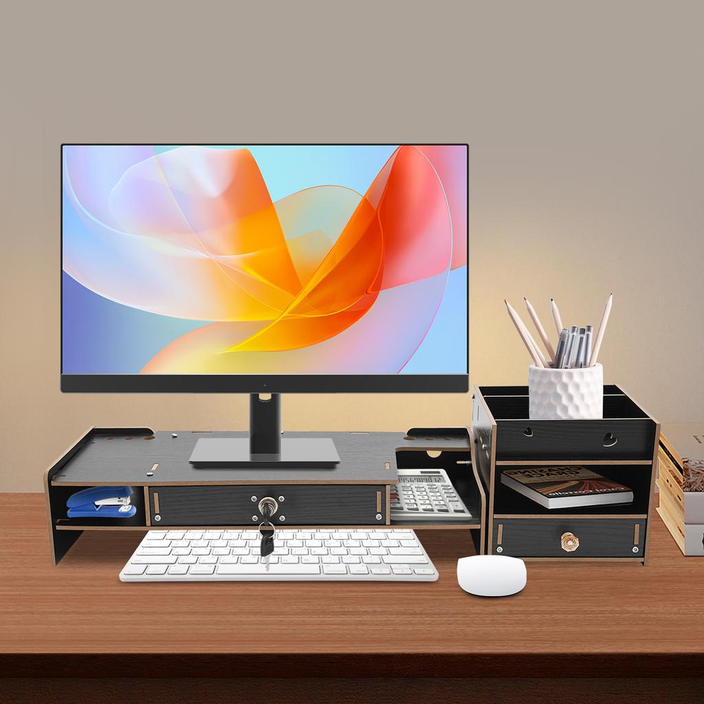 Monitor Stand for Desk, Computer Monitor Riser with Ergonomic Design, Office Organizer, Space Saving Desktop Shelf for Laptop