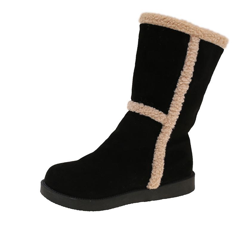 British snow boots women's 2025 autumn and winter new thick-soled versatile velvet thickened short boots medium boots