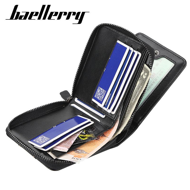 Baellerry Men Fashion Wallets Zipper Business Card Holder Vintage Purse GZW
