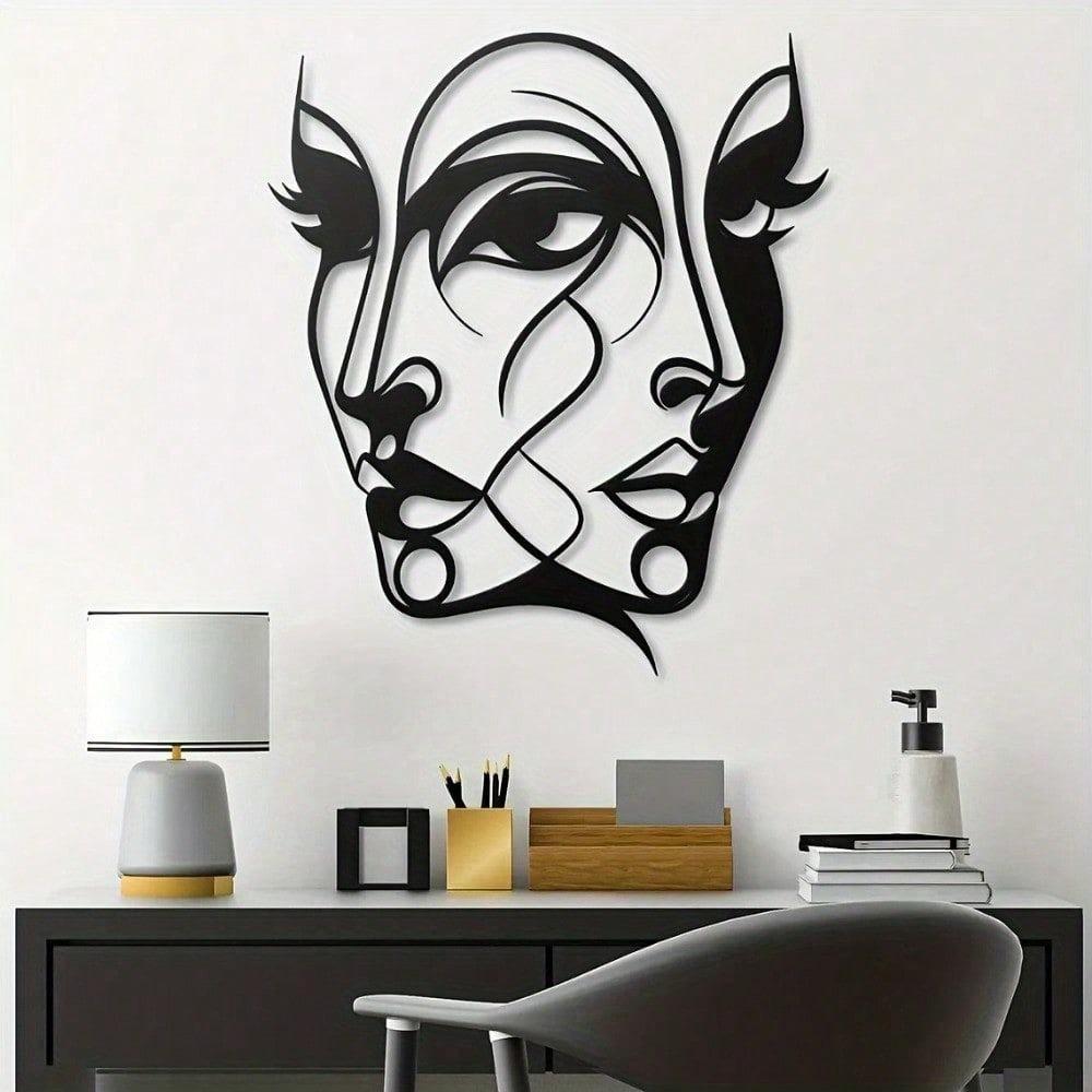 1 Piece Of Classic Abstract Female Face Metal Wall Art, An Original Pattern Sculpture, An Elegant Wall Decoration