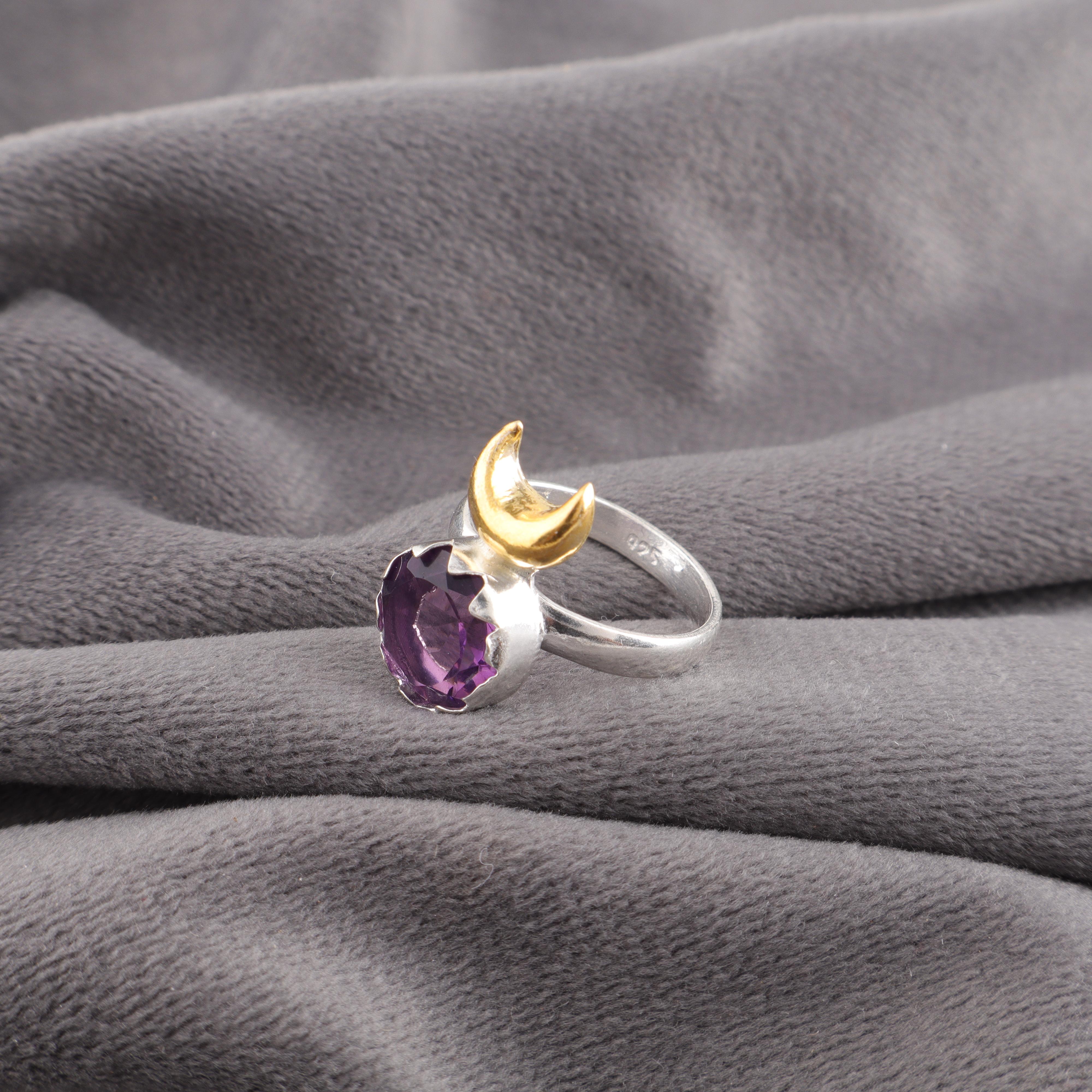 

Кольцо с аметистом, Ювелирное кольцо из стерлингового серебра 925 пробы с драгоценным камнем, Кольцо ручной работы, Круглое кольцо, Ювелирное украшение, Подарок на годовщину 12 фиолетовый