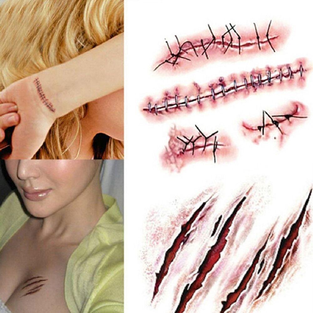 Skin Decoration Party Horror Scar Temporary Tattoos Halloween Tattoo Stickers Fake Tattoo