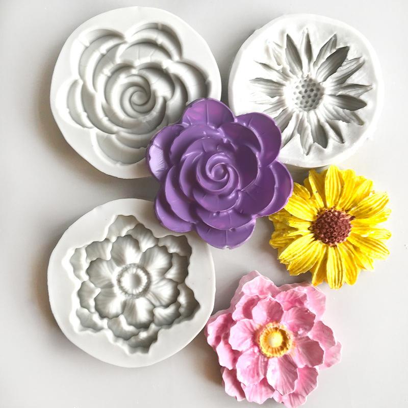Flower Silicone Molds Diy Wedding Cupcake Topper Fondant Cake Decorating Tools Soap Resin Clay Candy Chocolate Mould