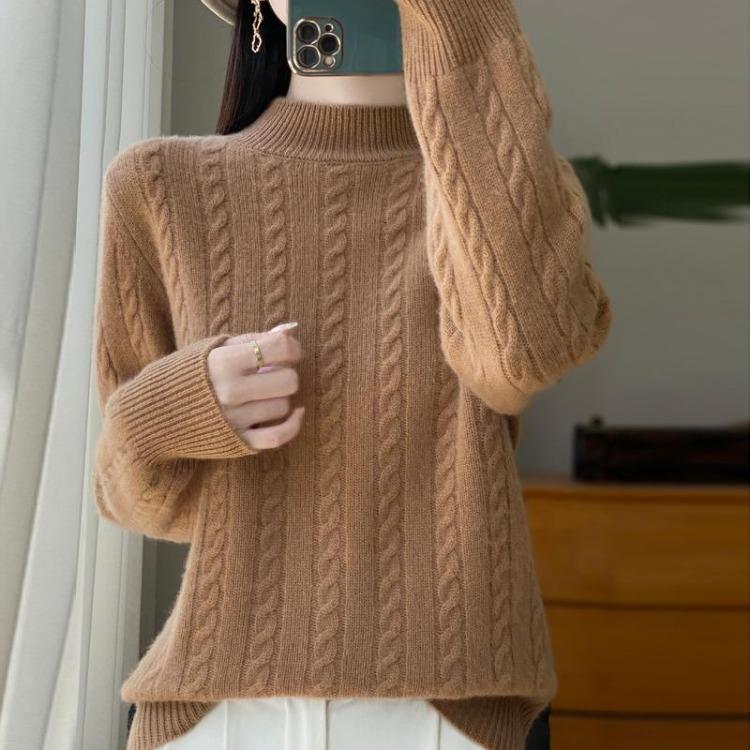 Winter Women Sweater 100% Wool Turtleneck Knit Pullover Thick Jumpers MODERN NEW SAGA Female Knit Tops