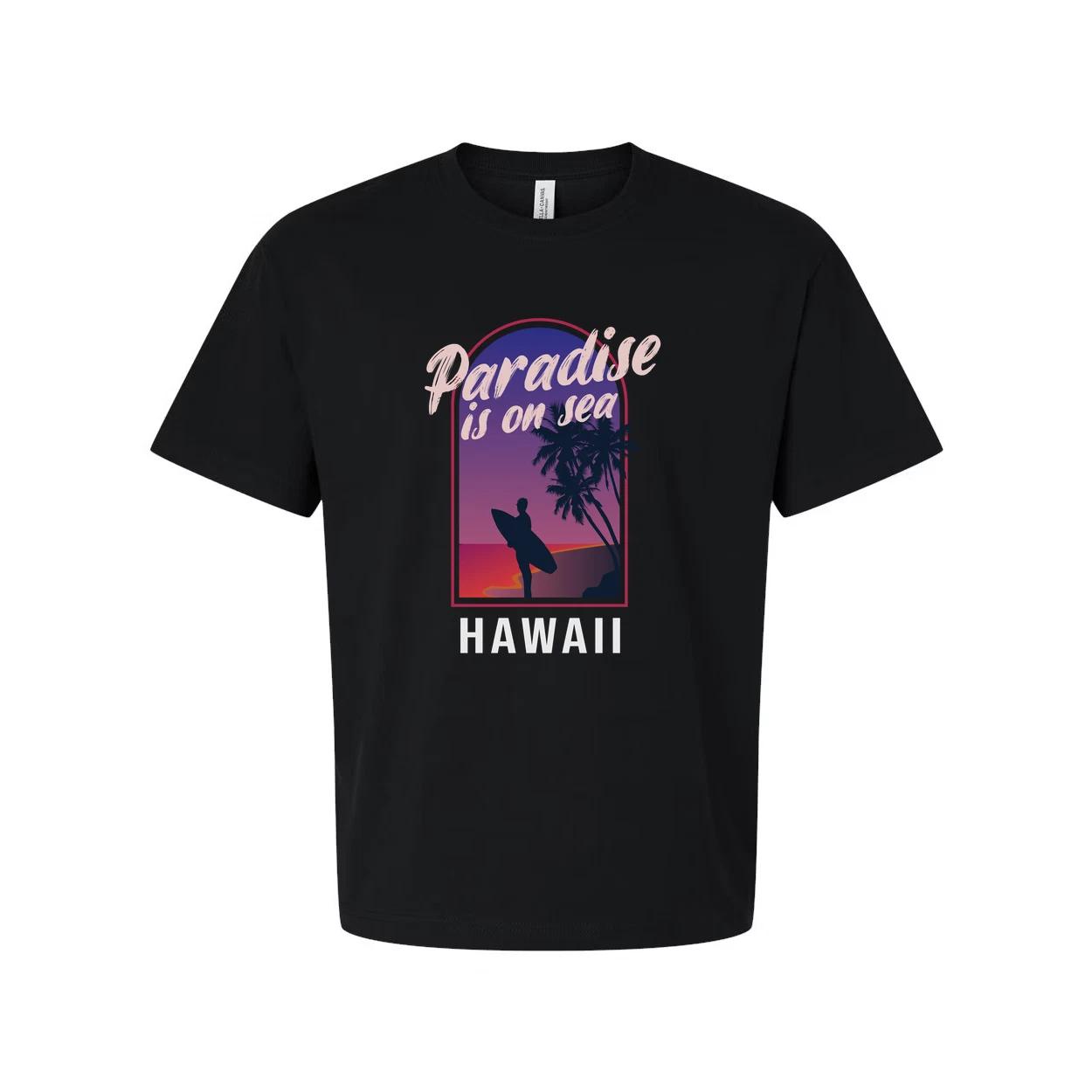 Unisex Hawaii Surfing Graphic T Shirt With Paradise Is On Sea Design Retro Sunse S