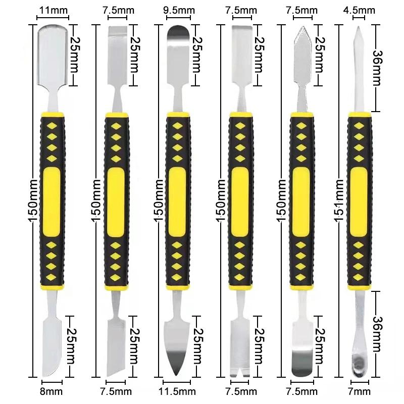 6PCS Hardened Claw Nail Double Headed Pry Bar 6-in-1 Disassembly Battery Screen Frame Flat Pry Bar Injection Molding Repair Tool