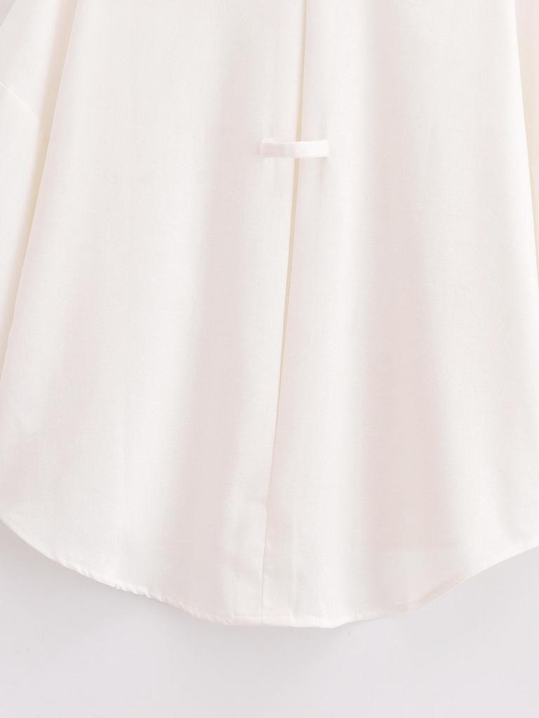 2025 Spring Women's European & American Style Linen Mid-Sleeve Shirt - Fashionable & Versatile