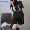 Jeanswest Women's Summer Cat Print Cotton T-Shirt & Shorts Set