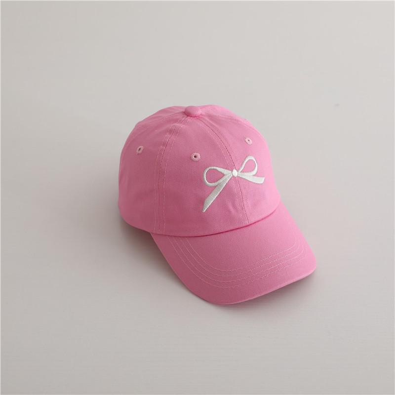 

Fashion Children Embroidery Bow Baseball Hats Kids Accessories Boy Girl Vacation Sunscreen Hat Cotton Baby Adjustable Casual Cap 49-52cm рожевий червоний колір