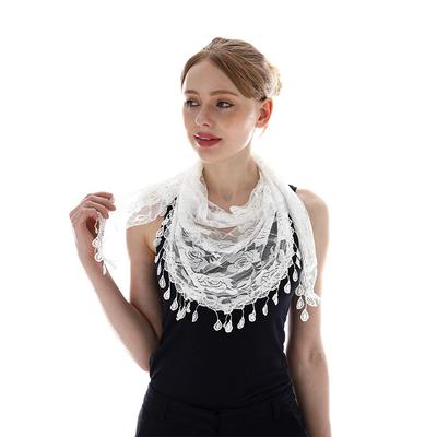 Sciarpa Triangolare in Pizzo Floreale Stili Primaverili ed Estivi Traspirante Traforata Tinta Unita Triangolare Decorativa Testina Floreale Nuovo