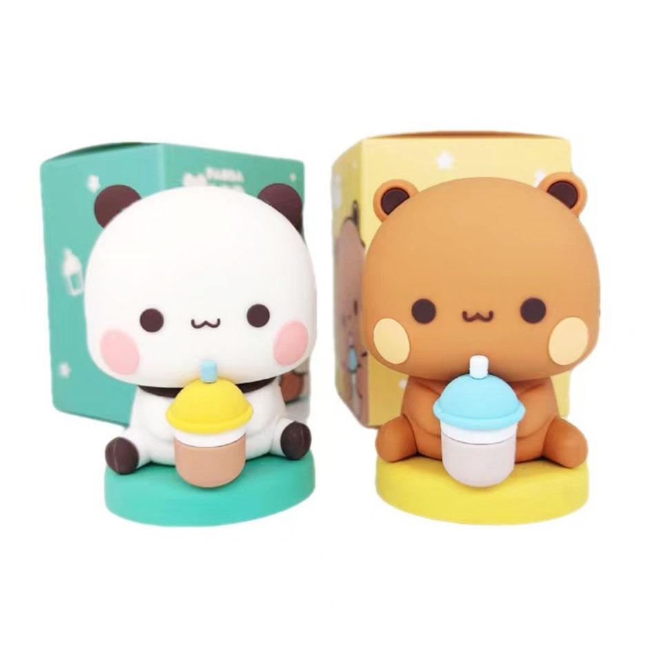 Cute Kawaii Bubu Dudu Panda Bear Figure Cartoon Exciting Bear Miniatures Collectible Animal Toy Doll Ornament Home Derocation