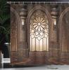 Gothic Cathedral Stained Glass Shower Curtain Medieval Art Decor Linen180X180