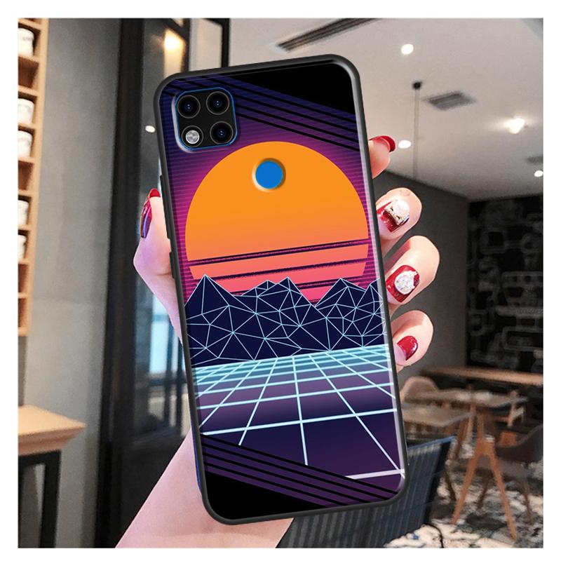 80S Vaporwave Retro Synthwave Západ slunce Pouzdro Pro Xiaomi Redmi Note 10 Pro Note 9 Pro Note 11 Pro 8T 9S 10S 10 9A 9T 9C Kryt Pouzdro