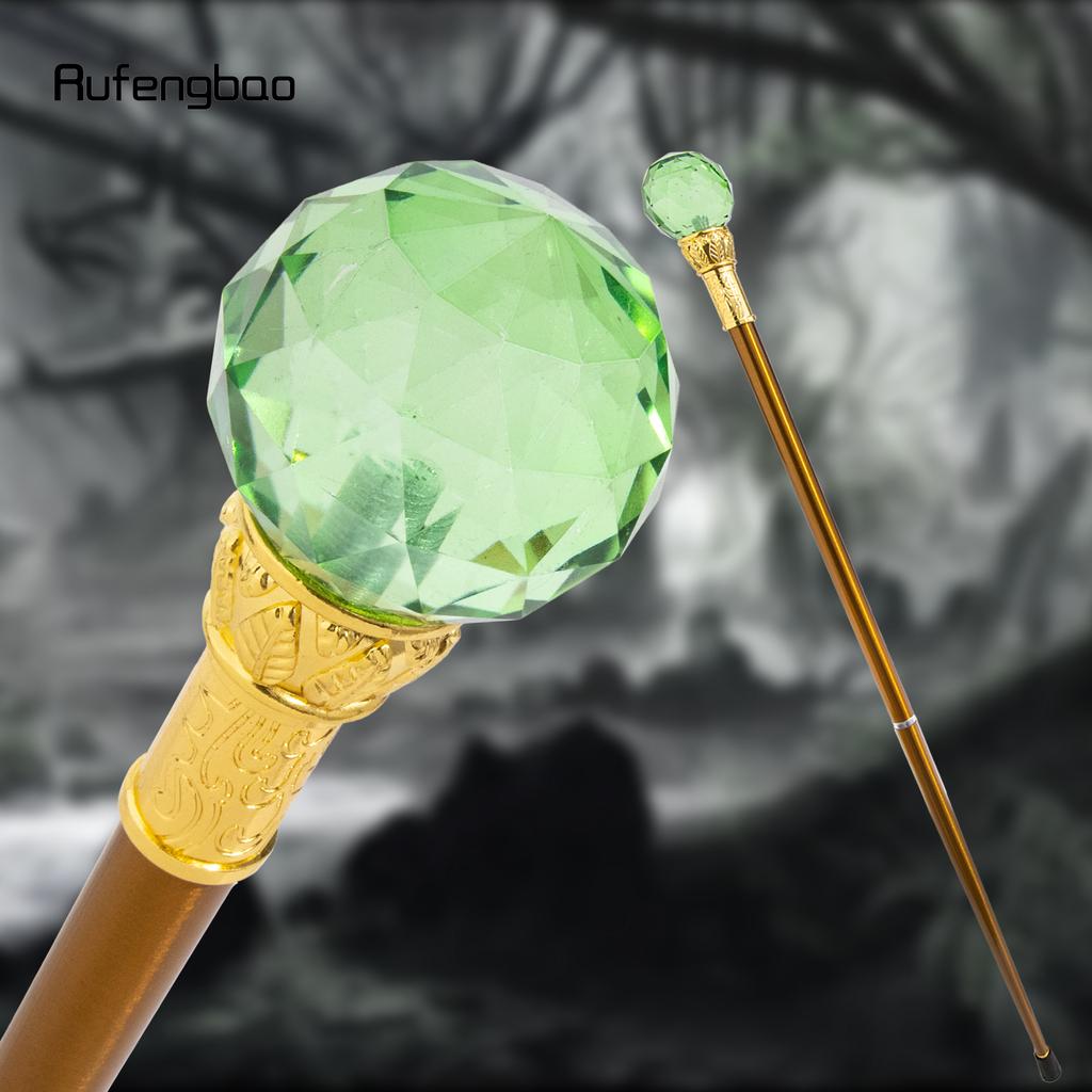 Green Glass Ball Golden Walking Cane Fashion Luxury Stick Cane Stage Cane Decorative Cosplay and Parties, for Cosplay & Party