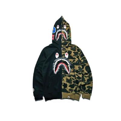 Ape Bape Maudymosi striukė Shark Head Camo su pilnu užtrauktuku Hoody Ilgomis rankovėmis Drabužiai