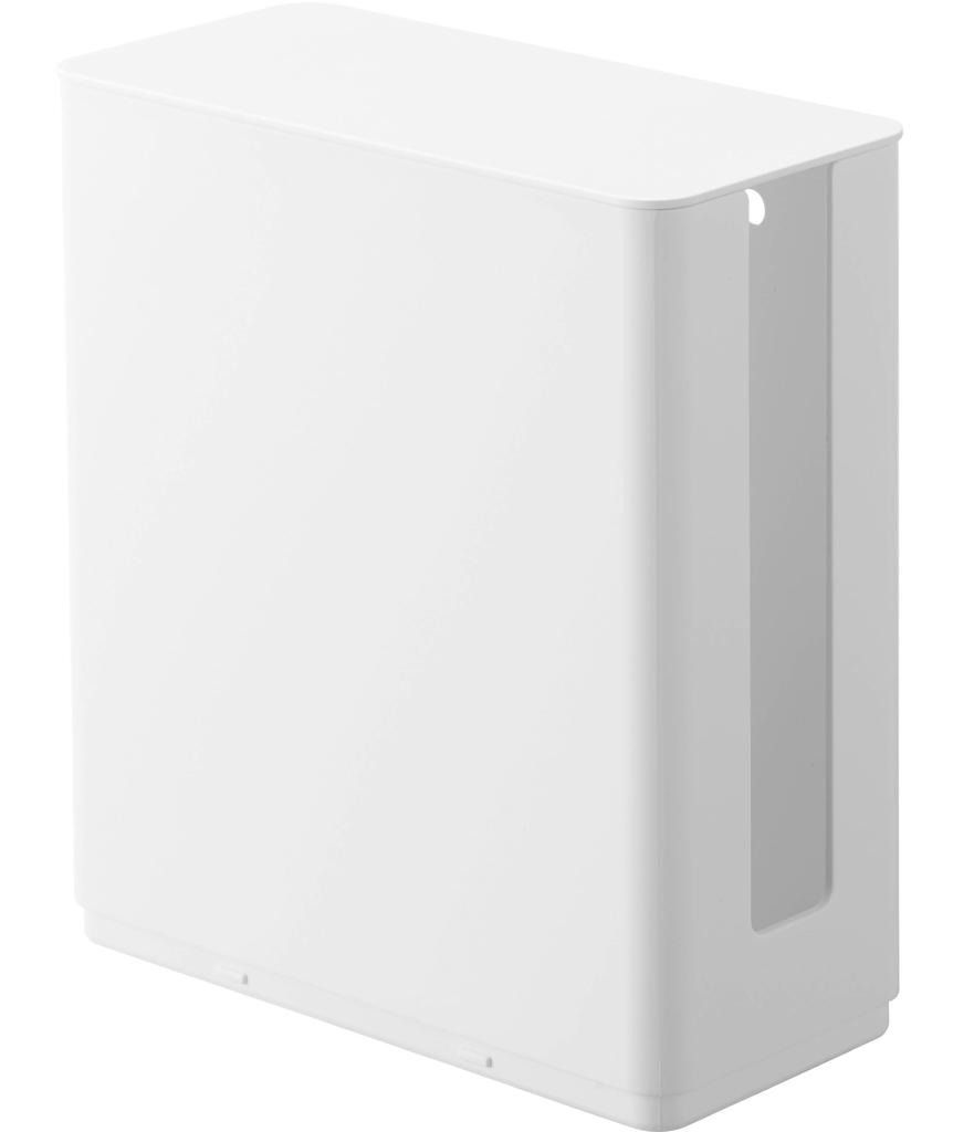 Yamazaki Stapelbarer schlanker Router-Aufbewahrungskoffer mit Deckel, Weiß, ca.. B9,7 x T20,2 x H22,2cm, Smarte Aufbewahrung für hinter Ihrem Fernseher, Stapelbar, Produkt