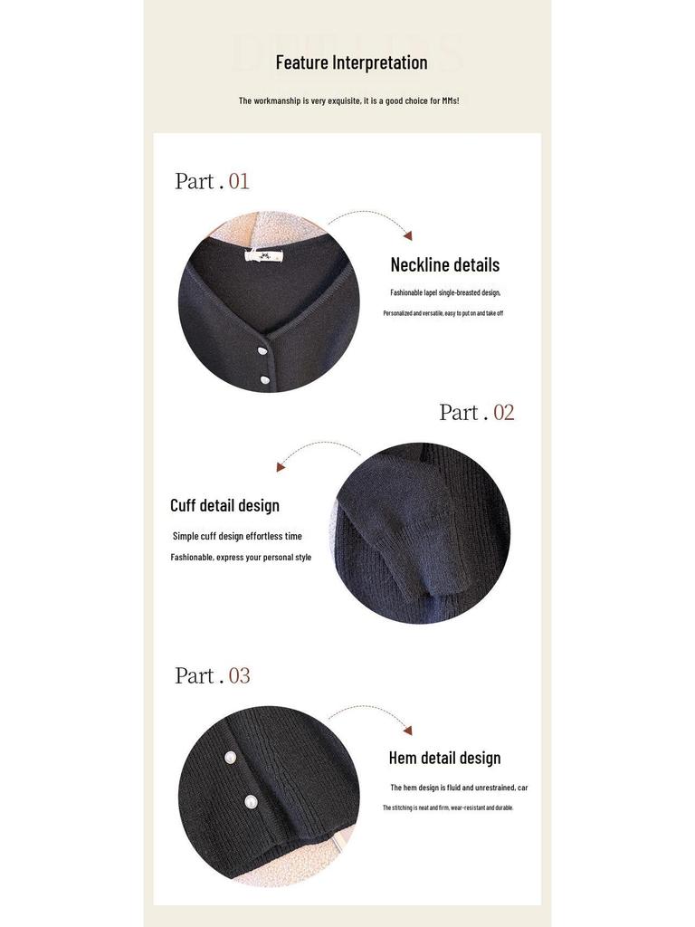 Plus Size Women's V-Neck Cardigan Sweater, Korean Style, Autumn/Winter, Slimming Knit Long Sleeve Top, Fits 130-300 Jin