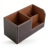 Desk Organizer Pen Holder PU Leather Multifunctional Tabletop Storage Box 3 Compartments for Office Home School Coffee