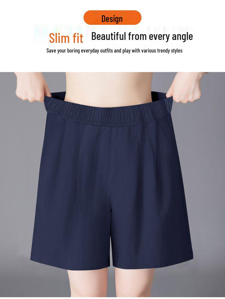 Ice Silk Women's Plus Size Summer Capris: Loose Straight, High Waist, Casual Wide Leg Shorts