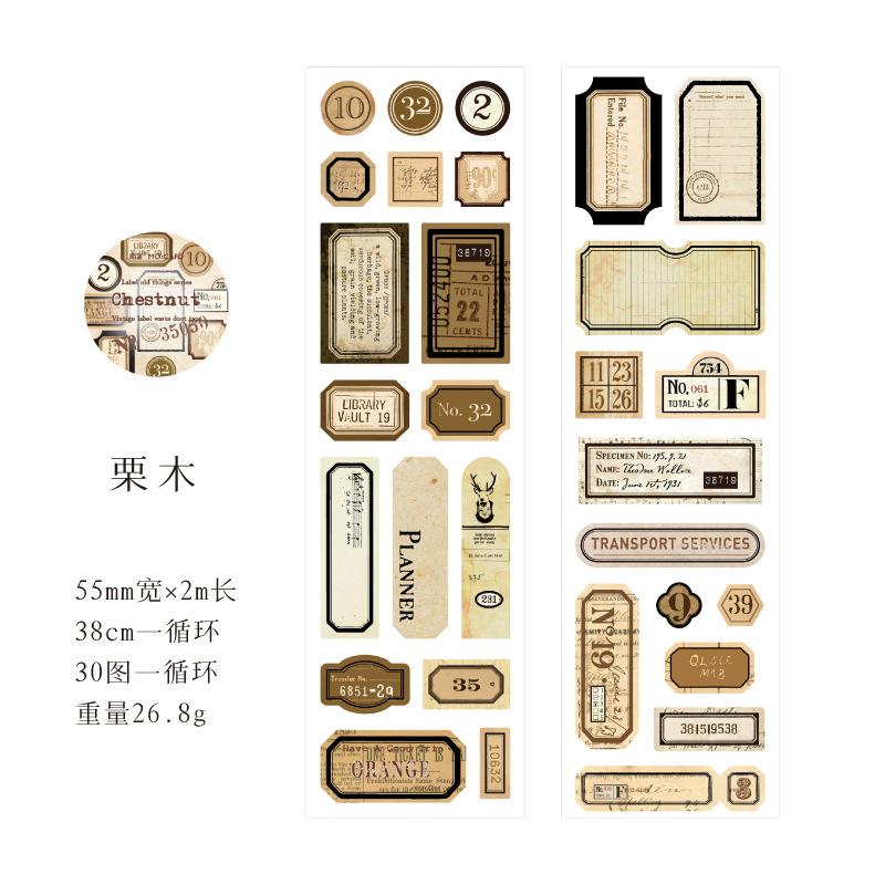55mm*2m Vintage Label Washi Tape PET Decorative Stick Labels for DIY Diary Album Scrapbooking Material
