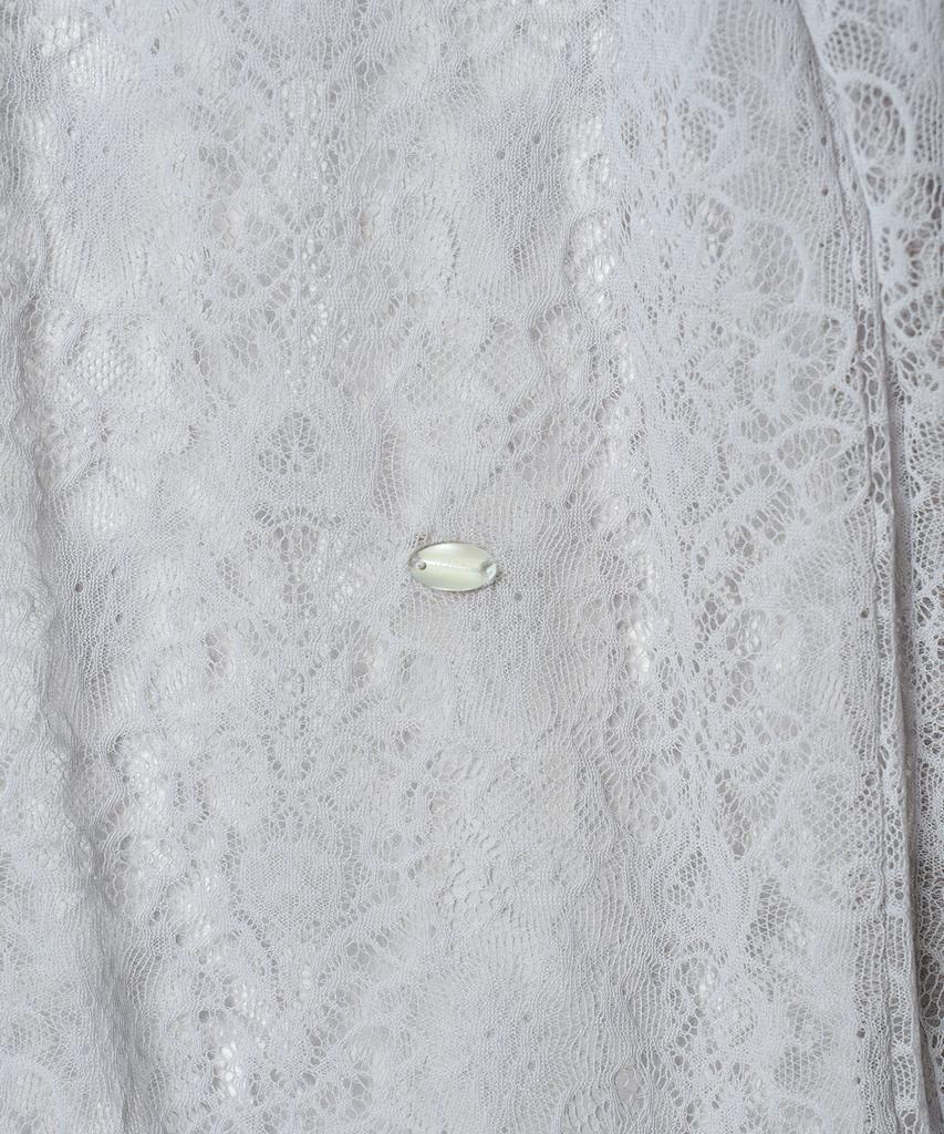 Tudument High Neck Lace Sheer Top Light Gray