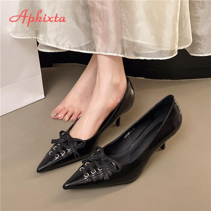 Fashion Aphixta Cross Straps Fashion Pumps 6cm High Heels Woman Shoes Sexy Pointed Toe Lace Up Elegant Heels Party Heels for Ladies