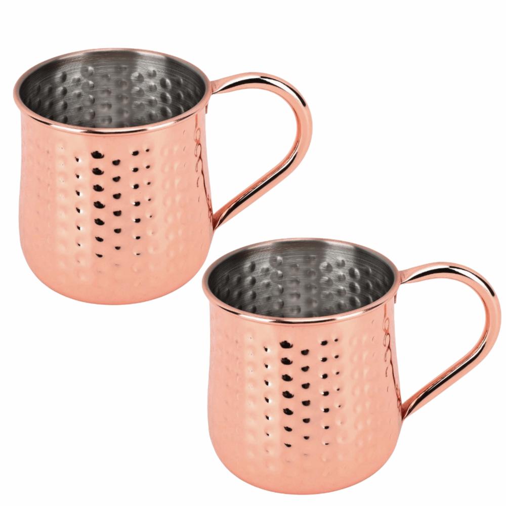 2pcs 304 Stainless Steel Cocktail Mug Hammered Design Rust Proof Hammered Beer Cup Copper Plated Handles Stainless Steel Cup красный