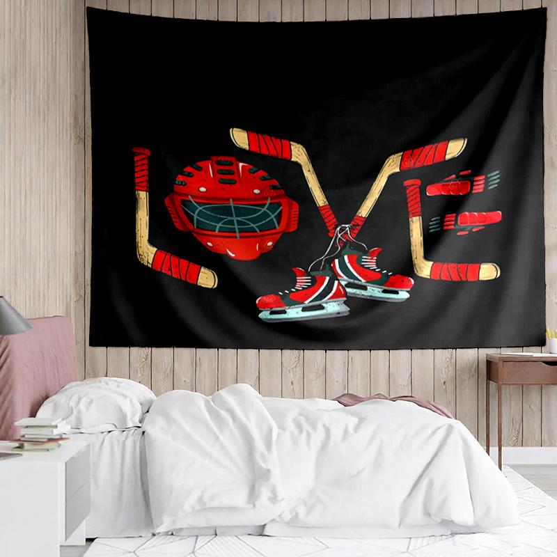 ice-hockey Print Tapestry, Backdrop, Easy Setup, Ideal for Bedroom, Office & Living Room, with Aesthetic Wall Hanging Decor.