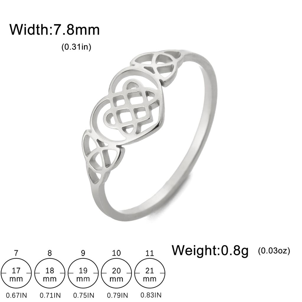 LIKGREAT Classic Hollow Love Heart Celtics Knot Rings Vintage Silver Color Wedding Party Gifts For Women Fashion Amulet Jewelry