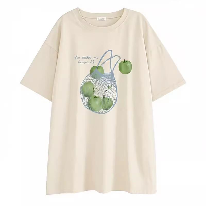 

Summer Maternity Cotton T-Shirt: Mid-Length Short Sleeve, Thin Trendy Design, Belly Covering for Pregnant Moms M [90-115 lbs]