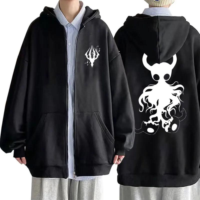 Φούτερ με Φερμουάρ Hollow Void Hollow Knight Ανδρική Μόδα Φούτερ με Κουκούλα Όλα τα Στυλ Άνδρες Γυναίκες Anime Μαύρο Φαρδύ Ζακέτα με Φερμουάρ