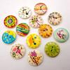50Pcs Mixed DIY Retro Clock Wooden Scrapbooking Buttons Cartoon Sewingl Craft