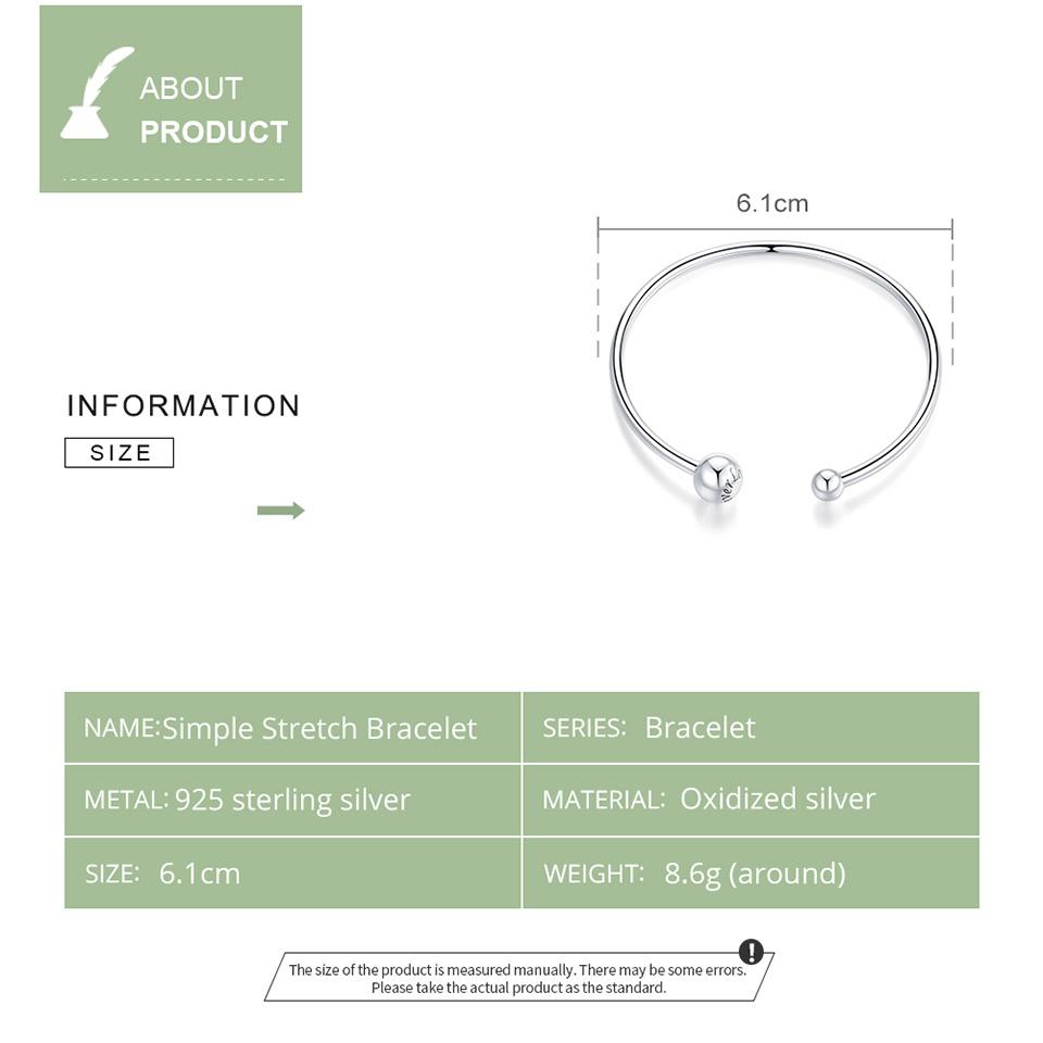 Bamoer Silver Bangle 925 Silver Threaded Beads Bracelet for Original Charm DIY Jewelry Accessories SCB198