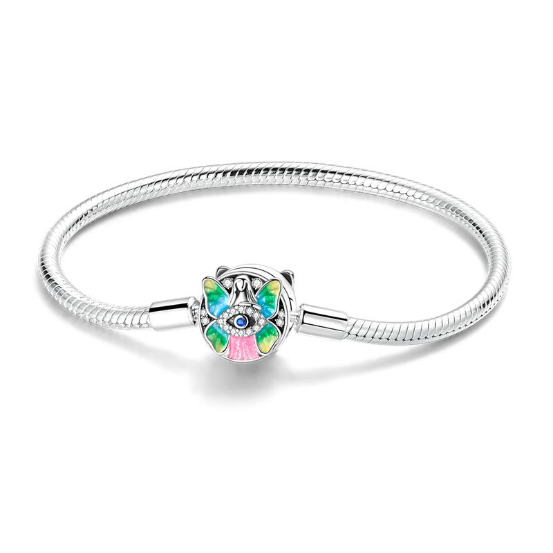 925 Silver Heart Bracelet 17-20CM Sparkling Golden DIY Charms Beads Fashion Jewelry for Women