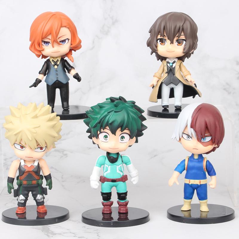 5pcs Q Version Anime Figure Midoriya Izuku Bakugou Katsuki Todoroki Shoto PVC Collectible Toys