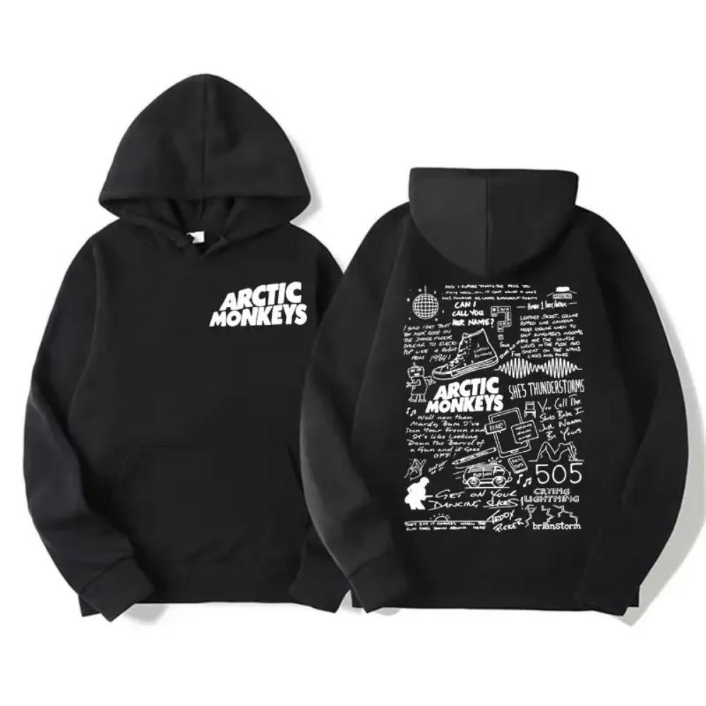 Men's Retro Rock Arctic Monkey Hooded Sweatshirt Hooded Sweatshirt with Music Album PatternHip Hop Large Retro Hooded Sweatshirt